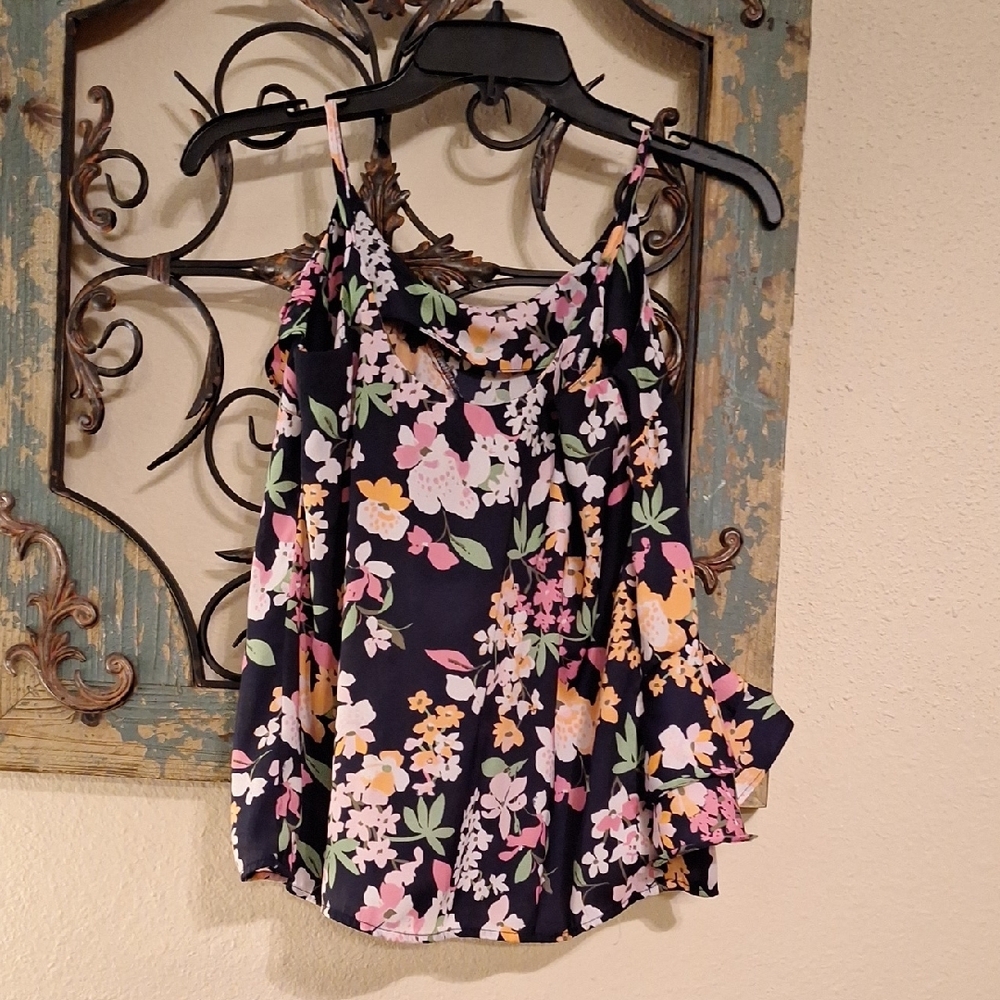 Floral Tank Top - Black, Pink, Yellow, Green. NWOT Size XS - Picture 7 of 8